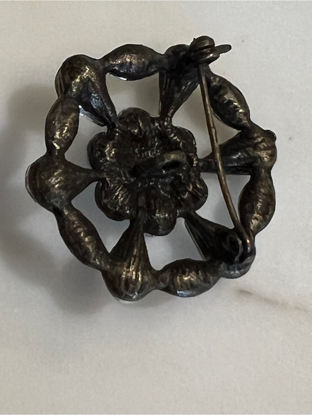 Vintage Crystal Teardrop Flower Cluster Brooch Smoke and Aurora Rhinestones - Picture 7 of 8